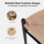 MAYEERTY Tabouret de bar tissé Wishbone entièrement assemblé beige moderne et robuste pour îlot de cuisine