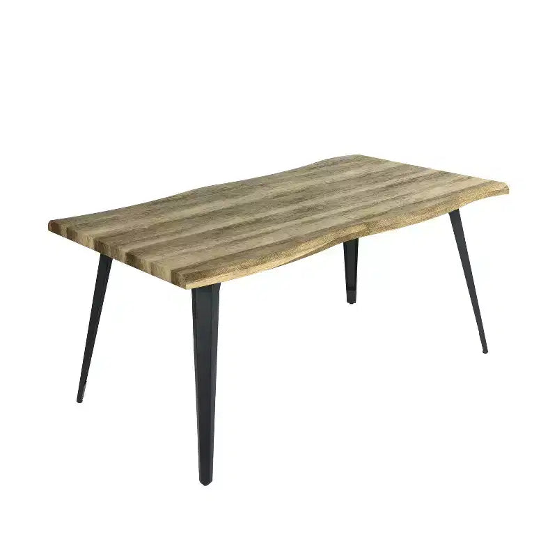 Homy Casa Table de salle à manger rectangulaire pour 6 personnes, 63 po, aspect bois moderne avec pieds en métal noir