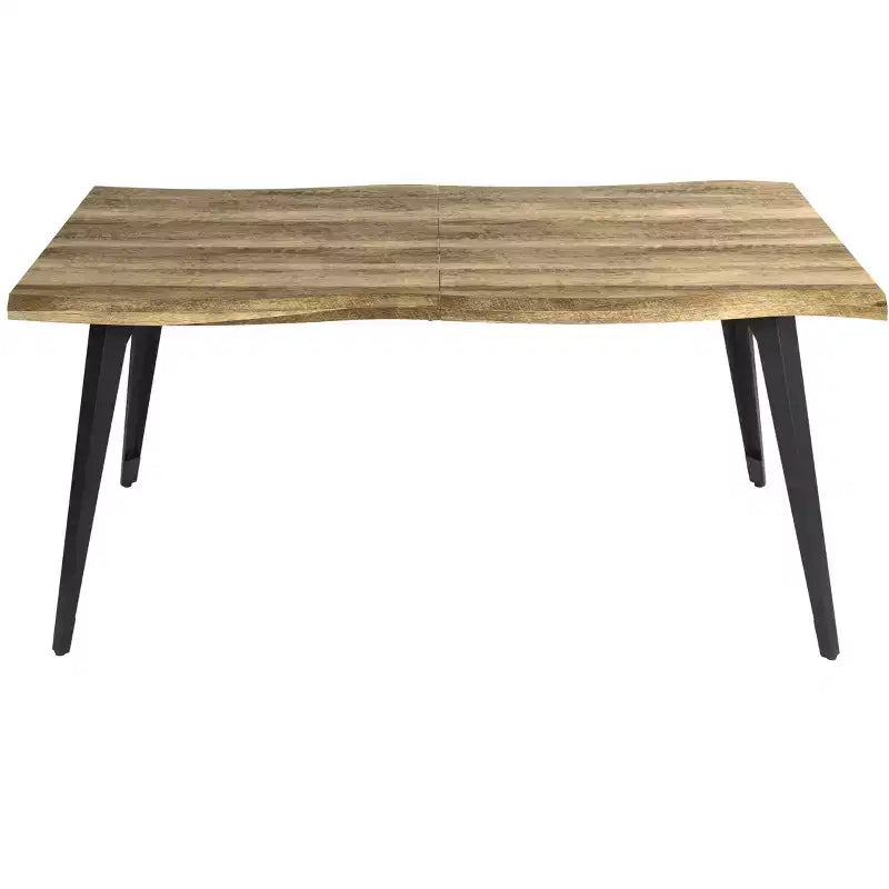 Homy Casa Table de salle à manger rectangulaire pour 6 personnes, 63 po, aspect bois moderne avec pieds en métal noir