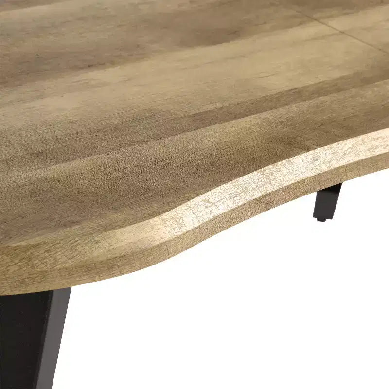Homy Casa Table de salle à manger rectangulaire pour 6 personnes, 63 po, aspect bois moderne avec pieds en métal noir