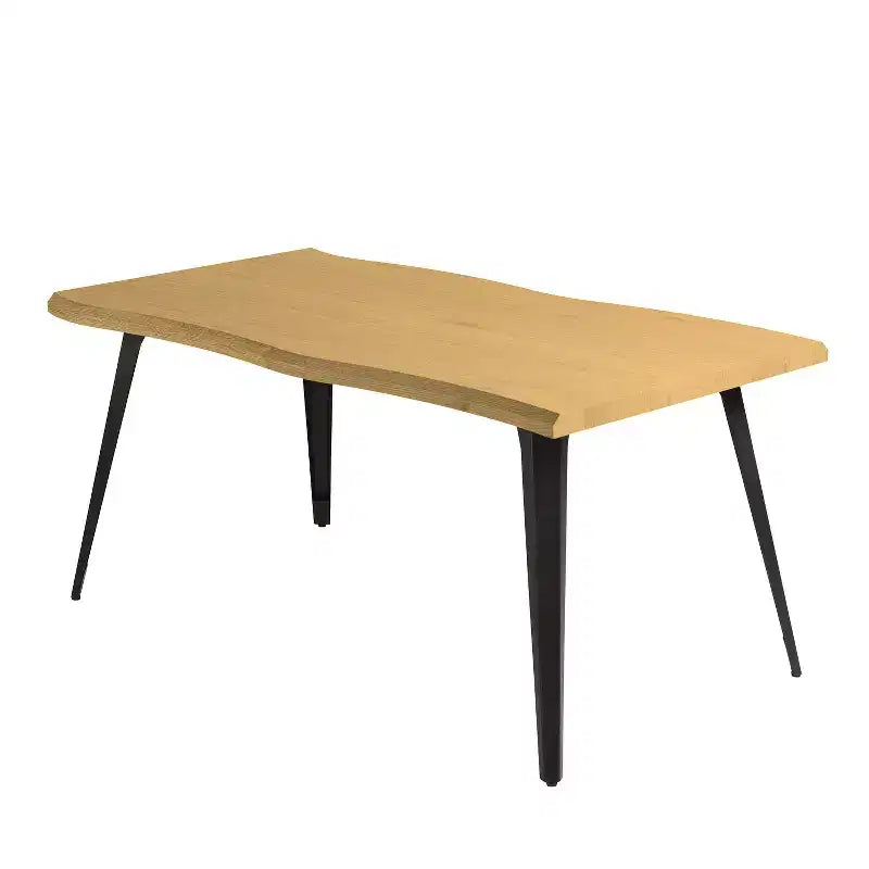 Homy Casa Table de salle à manger rectangulaire pour 6 personnes, 63 po, aspect bois moderne avec pieds en métal noir
