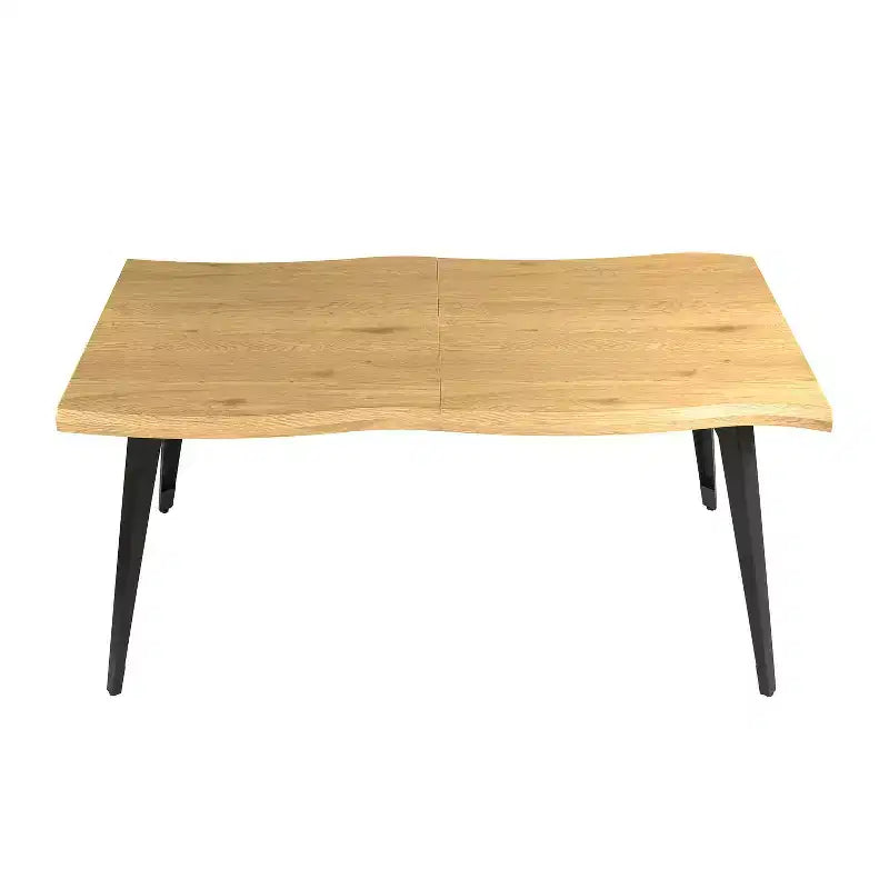 Homy Casa Table de salle à manger rectangulaire pour 6 personnes, 63 po, aspect bois moderne avec pieds en métal noir