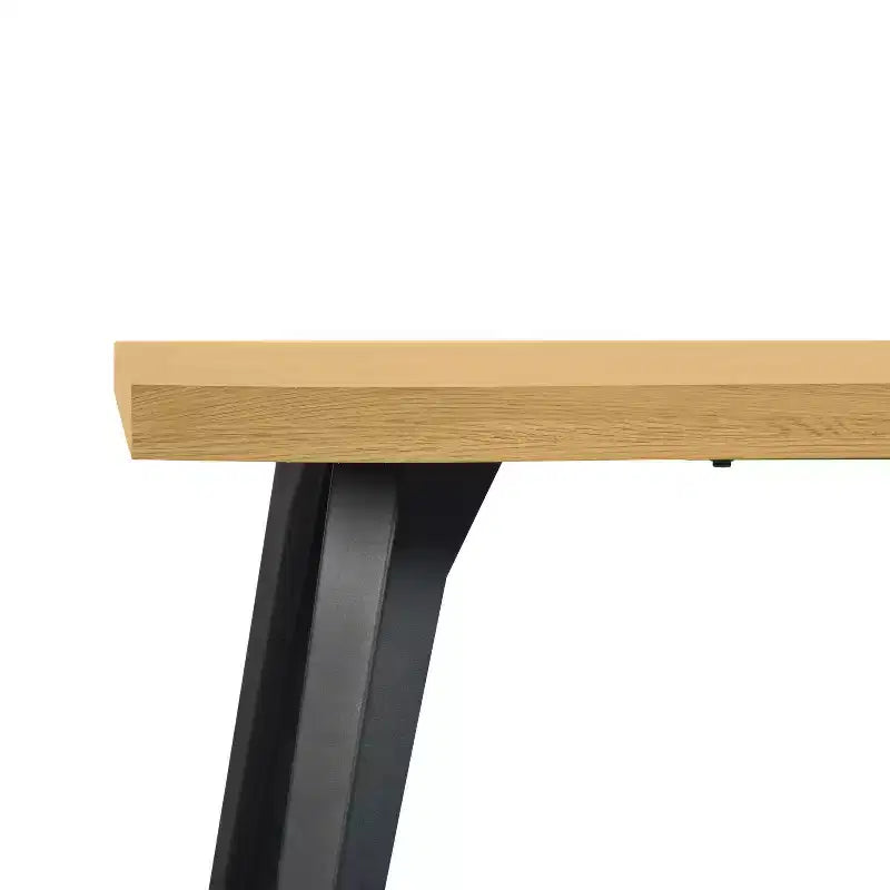 Homy Casa Table de salle à manger rectangulaire pour 6 personnes, 63 po, aspect bois moderne avec pieds en métal noir