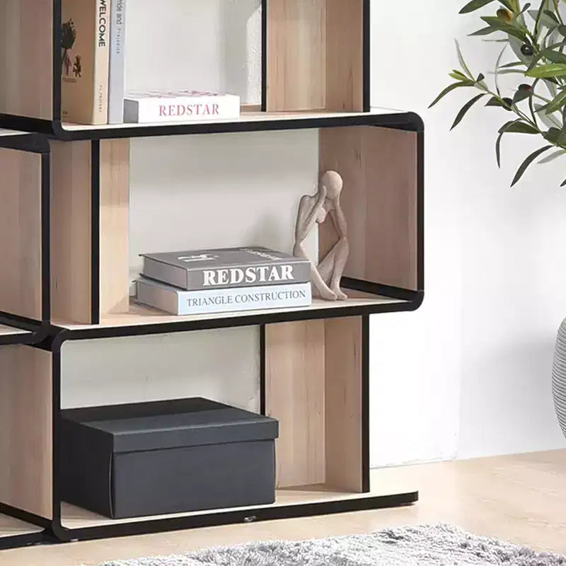 Kings Brand Furniture Nathan – Ensemble de 3 bibliothèques avec étagères à 3, 4 et 5 niveaux, présentoir et rangement modernes en bois de chêne/noir
