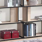 Kings Brand Furniture Nathan – Ensemble de 3 bibliothèques avec étagères à 3, 4 et 5 niveaux, présentoir et rangement modernes en bois de chêne/noir