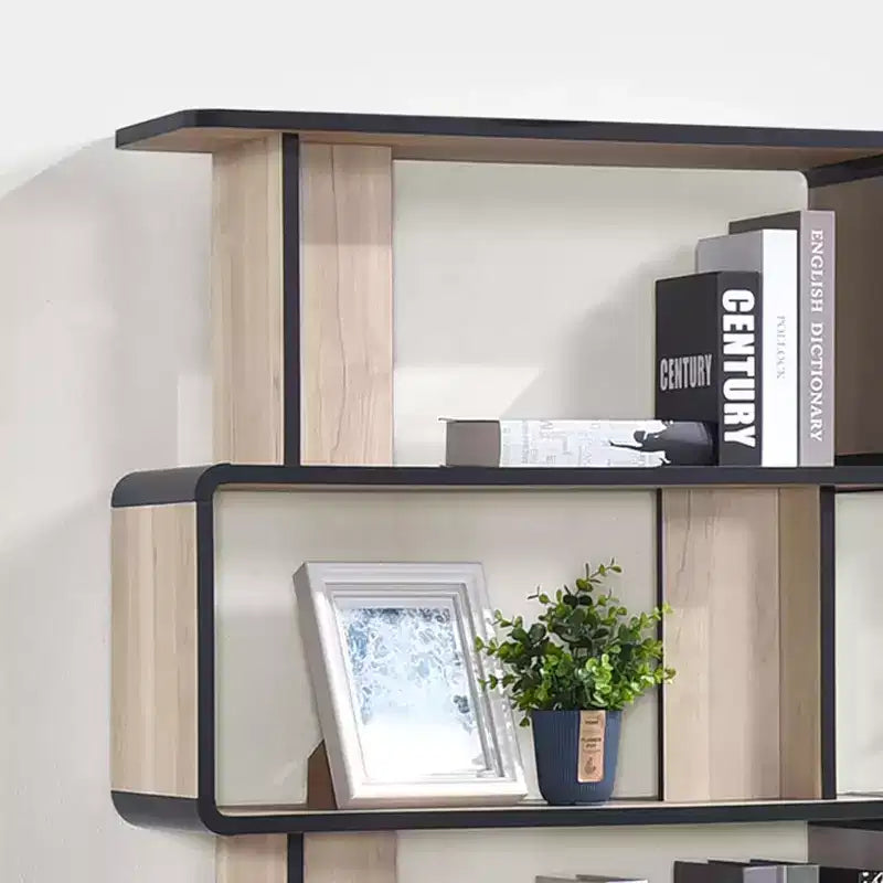 Kings Brand Furniture Nathan – Ensemble de 3 bibliothèques avec étagères à 3, 4 et 5 niveaux, présentoir et rangement modernes en bois de chêne/noir