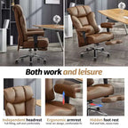 Fauteuil de bureau ergonomique Efomao 450 LBS avec repose-pieds, fauteuil de direction en cuir PU à dossier haut avec support lombaire et accoudoirs réglables