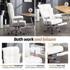 Fauteuil de bureau ergonomique Efomao 450 LBS avec repose-pieds, fauteuil de direction en cuir PU à dossier haut avec support lombaire et accoudoirs réglables