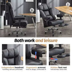 Fauteuil de bureau ergonomique Efomao 450 LBS avec repose-pieds, fauteuil de direction en cuir PU à dossier haut avec support lombaire et accoudoirs réglables