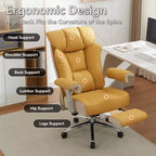 Fauteuil de bureau ergonomique Efomao 450 LBS avec repose-pieds, fauteuil de direction en cuir PU à dossier haut avec support lombaire et accoudoirs réglables