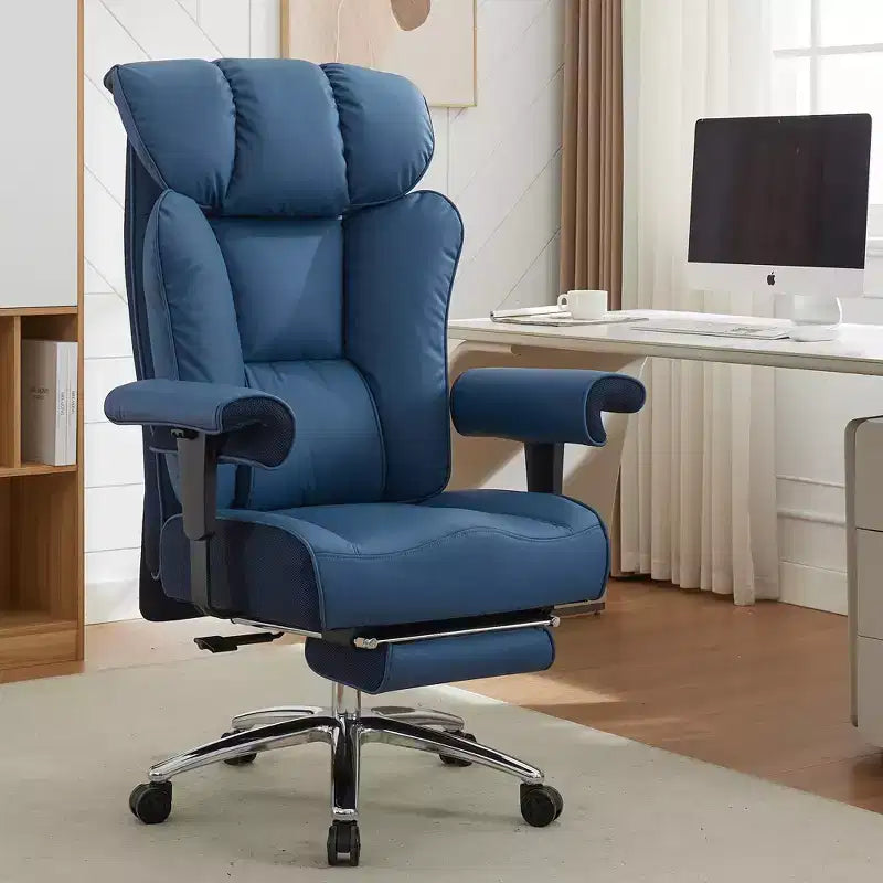 Fauteuil de bureau ergonomique Efomao 450 LBS avec repose-pieds, fauteuil de direction en cuir PU à dossier haut avec support lombaire et accoudoirs réglables