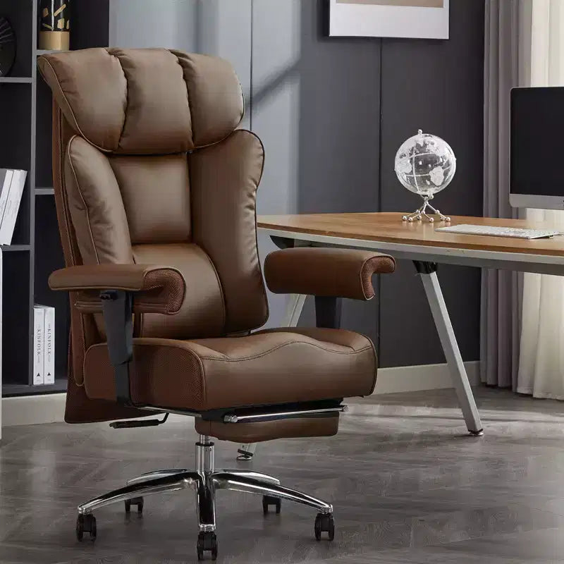 Fauteuil de bureau ergonomique Efomao 450 LBS avec repose-pieds, fauteuil de direction en cuir PU à dossier haut avec support lombaire et accoudoirs réglables