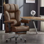 Fauteuil de bureau ergonomique Efomao 450 LBS avec repose-pieds, fauteuil de direction en cuir PU à dossier haut avec support lombaire et accoudoirs réglables