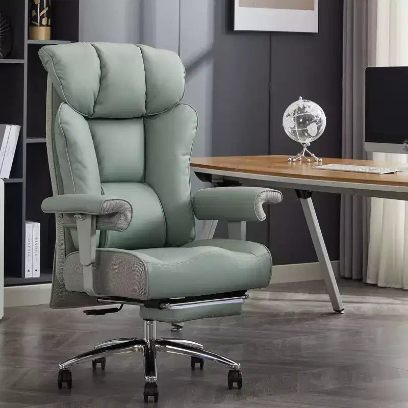Fauteuil de bureau ergonomique Efomao 450 LBS avec repose-pieds, fauteuil de direction en cuir PU à dossier haut avec support lombaire et accoudoirs réglables