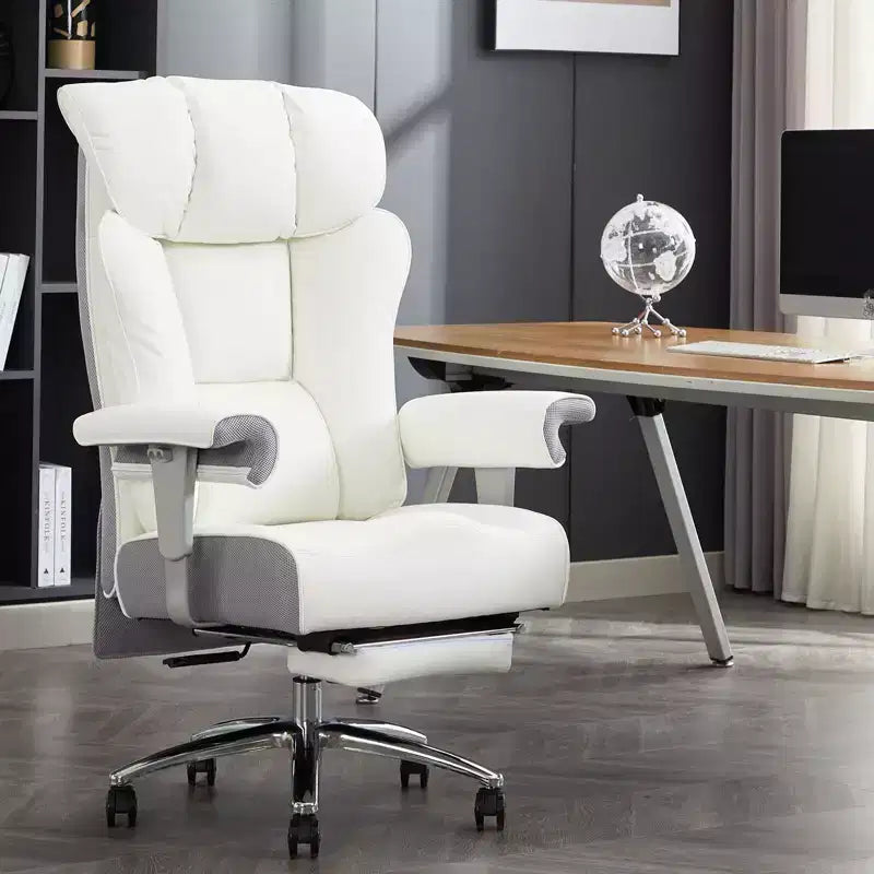 Fauteuil de bureau ergonomique Efomao 450 LBS avec repose-pieds, fauteuil de direction en cuir PU à dossier haut avec support lombaire et accoudoirs réglables