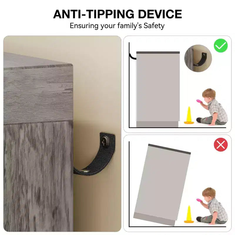 Commode en bois de 43,3 H avec placard de rangement, armoire de penderie avec 4 tiroirs et 2 portes