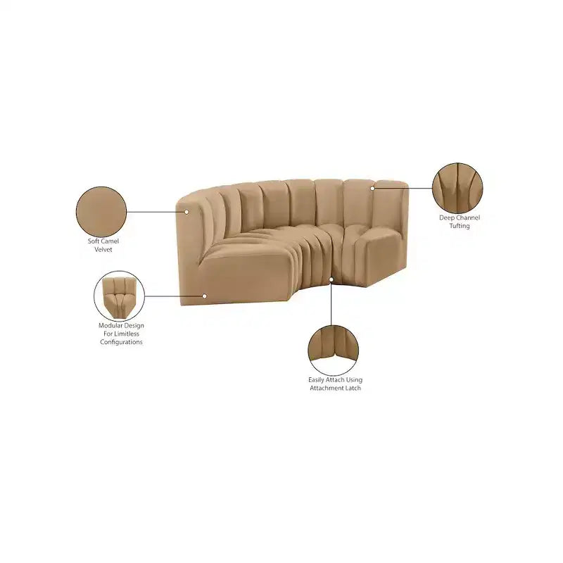 Meridian Furniture, Canapé modulable Arc en velours
