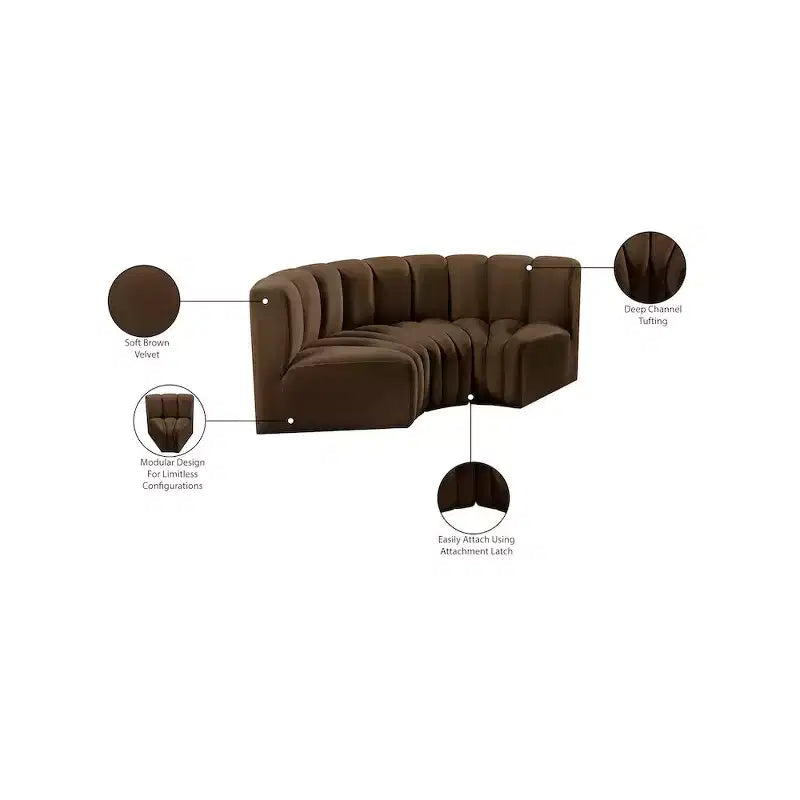 Meridian Furniture, Canapé modulable Arc en velours