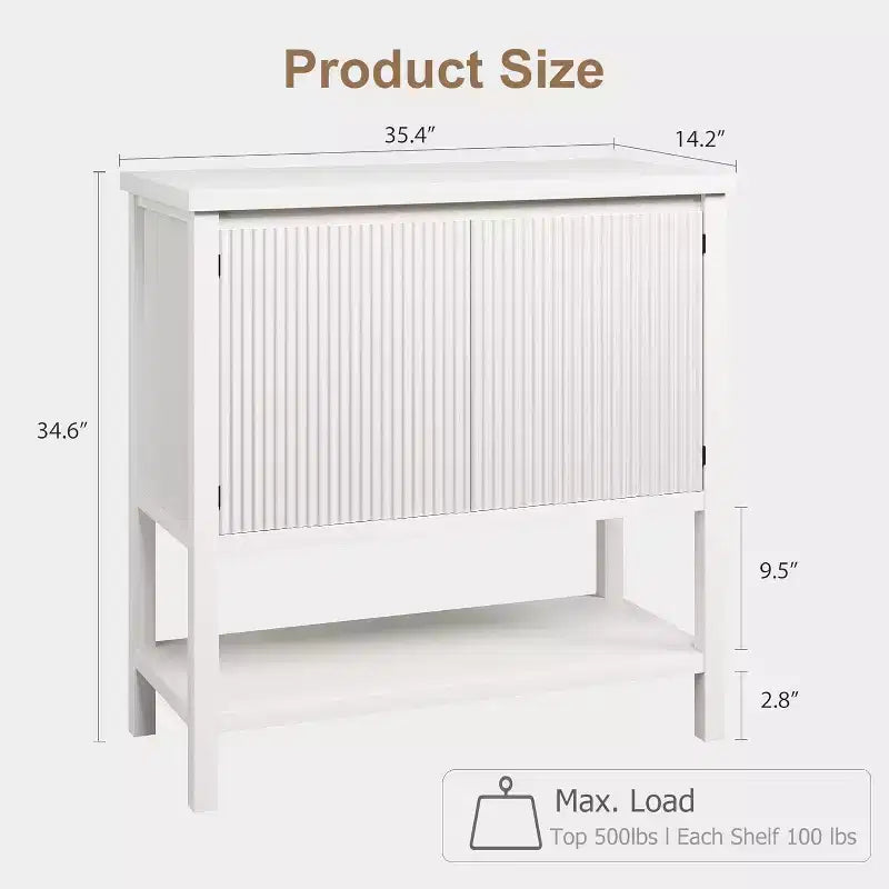 Consoles minces avec rangement, Table console à 2 portes, Buffet moderne avec étagère de rangement, Meuble de bar à café pour salon, bureau Blanc