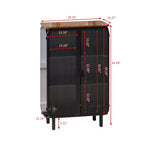 Meuble moderne à deux portes vitrées avec rangement à trois niveaux, dessus de meuble unique en sapin de 72 cm pour entrée maison noir