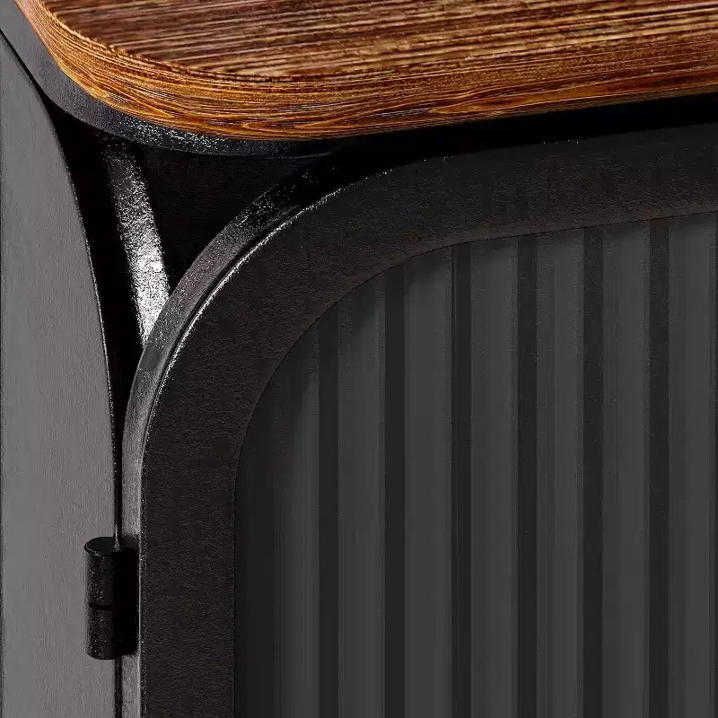 Meuble moderne à deux portes vitrées avec rangement à trois niveaux, dessus de meuble unique en sapin de 72 cm pour entrée maison noir
