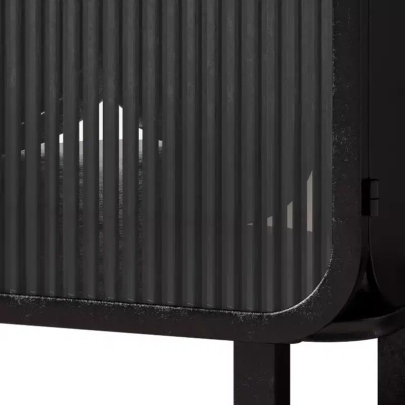 Meuble moderne à deux portes vitrées avec rangement à trois niveaux, dessus de meuble unique en sapin de 72 cm pour entrée maison noir