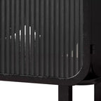 Meuble moderne à deux portes vitrées avec rangement à trois niveaux, dessus de meuble unique en sapin de 72 cm pour entrée maison noir