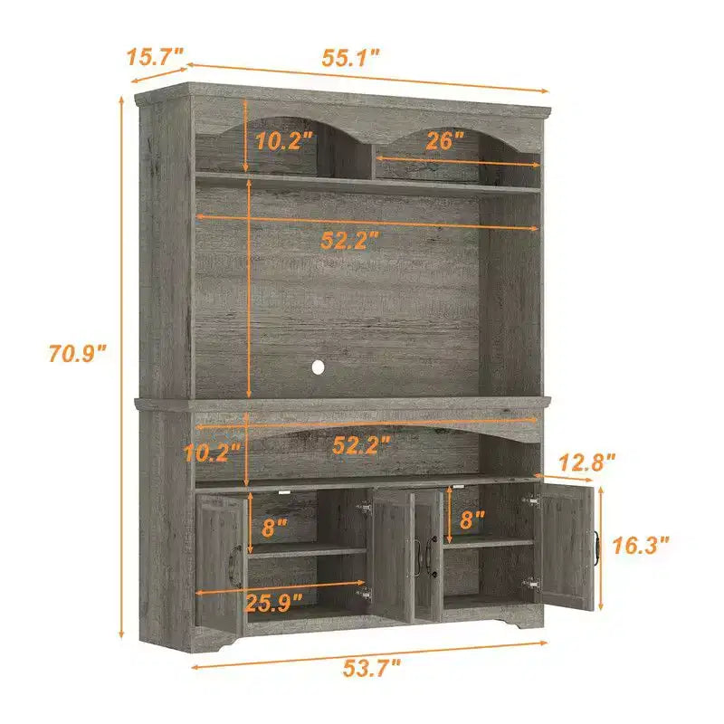 Famapy Meuble de Rangement Rustique Multifonctionnel, Vitrine et Bibliothèque, Unité de Rangement pour Salon, Meuble de Rangement de Cuisine pour Vaisselle