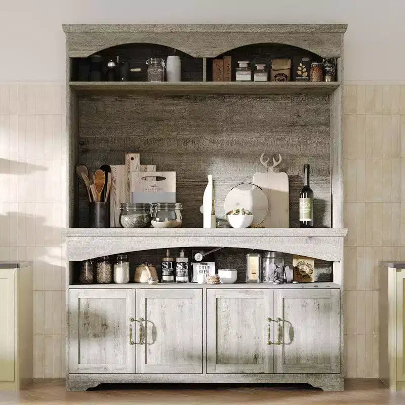 Famapy Meuble de Rangement Rustique Multifonctionnel, Vitrine et Bibliothèque, Unité de Rangement pour Salon, Meuble de Rangement de Cuisine pour Vaisselle