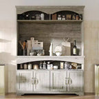 Famapy Meuble de Rangement Rustique Multifonctionnel, Vitrine et Bibliothèque, Unité de Rangement pour Salon, Meuble de Rangement de Cuisine pour Vaisselle