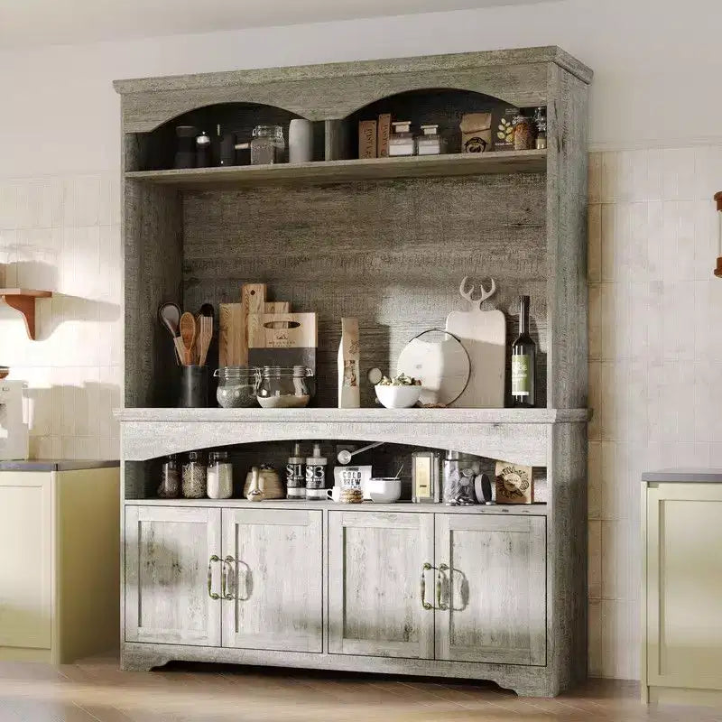 Famapy Meuble de Rangement Rustique Multifonctionnel, Vitrine et Bibliothèque, Unité de Rangement pour Salon, Meuble de Rangement de Cuisine pour Vaisselle