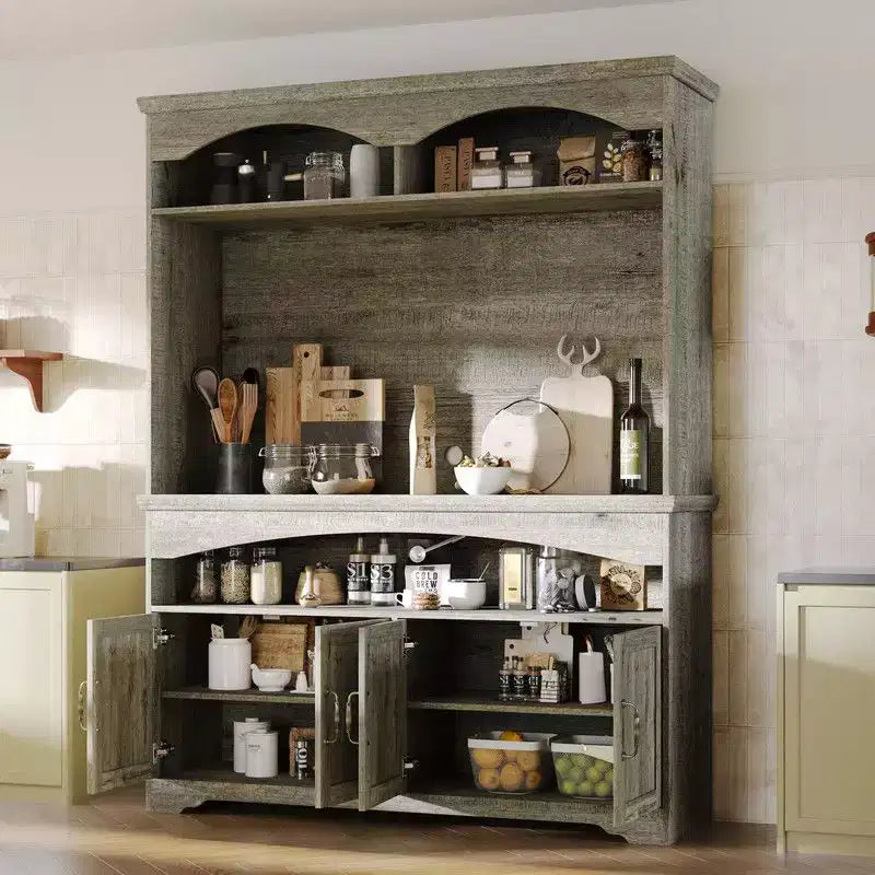 Famapy Meuble de Rangement Rustique Multifonctionnel, Vitrine et Bibliothèque, Unité de Rangement pour Salon, Meuble de Rangement de Cuisine pour Vaisselle