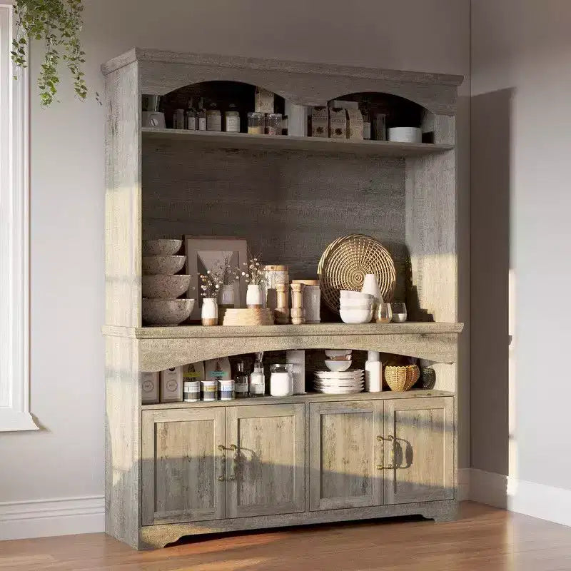 Famapy Meuble de Rangement Rustique Multifonctionnel, Vitrine et Bibliothèque, Unité de Rangement pour Salon, Meuble de Rangement de Cuisine pour Vaisselle