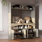Famapy Meuble de Rangement Rustique Multifonctionnel, Vitrine et Bibliothèque, Unité de Rangement pour Salon, Meuble de Rangement de Cuisine pour Vaisselle