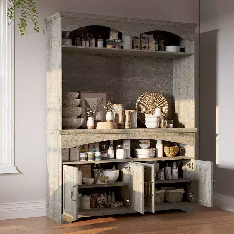 Famapy Meuble de Rangement Rustique Multifonctionnel, Vitrine et Bibliothèque, Unité de Rangement pour Salon, Meuble de Rangement de Cuisine pour Vaisselle