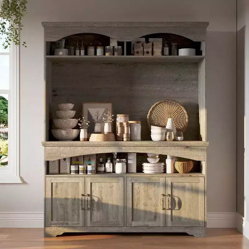 Famapy Meuble de Rangement Rustique Multifonctionnel, Vitrine et Bibliothèque, Unité de Rangement pour Salon, Meuble de Rangement de Cuisine pour Vaisselle