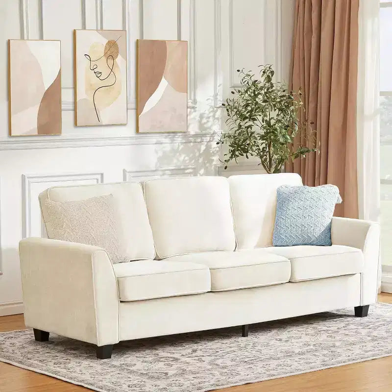 Canapé 3 places surdimensionné moderne en chenille de 211 cm, causeuse profonde et confortable, canapé douillet lavable pour la maison, le bureau ou l'appartement