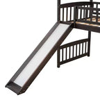 Lit mezzanine double cabane avec toboggan, structure de lit mezzanine en bois avec échelle et toit
