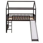 Lit mezzanine double cabane avec toboggan, structure de lit mezzanine en bois avec échelle et toit