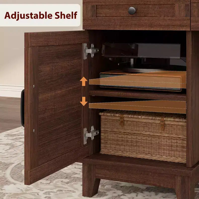Bureau de direction Garvee avec tiroirs, bureau d'ordinateur de style rustique avec station de charge, bureau d'écriture en bois de 60 pouces avec classeur de rangement