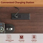 Bureau de direction Garvee avec tiroirs, bureau d'ordinateur de style rustique avec station de charge, bureau d'écriture en bois de 60 pouces avec classeur de rangement
