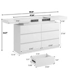 Coiffeuse moderne Dyonery à 6 tiroirs avec plateau coulissant, comprenant des tiroirs, un organiseur pour chambre à coucher, placard et salon