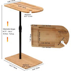 Table d'appoint en C pour canapé, table d'appoint rotative à 360° et réglable en hauteur pour lit, table de plateau TV