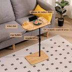 Table d'appoint en C pour canapé, table d'appoint rotative à 360° et réglable en hauteur pour lit, table de plateau TV