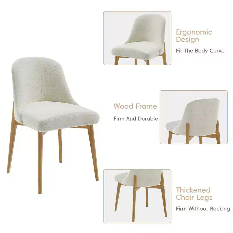 PexFix Ensemble Table à Manger Ronde Moderne 46 avec 8 Chaises Rembourrées Plateau en Bois Texturé Naturel Piètement Plissé Sièges Beiges pour Cuisine Salle à Manger