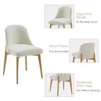 PexFix Ensemble Table à Manger Ronde Moderne 46 avec 8 Chaises Rembourrées Plateau en Bois Texturé Naturel Piètement Plissé Sièges Beiges pour Cuisine Salle à Manger
