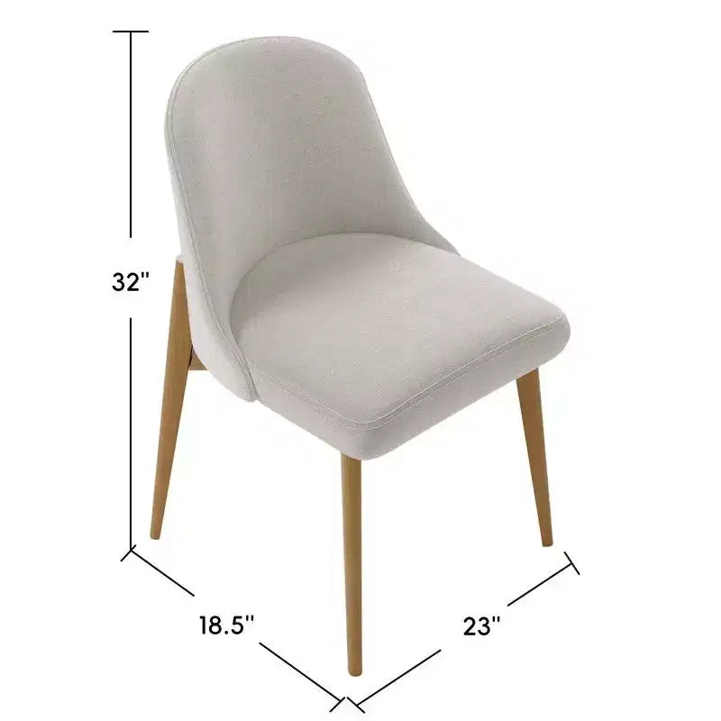 PexFix Ensemble Table à Manger Ronde Moderne 46 avec 8 Chaises Rembourrées Plateau en Bois Texturé Naturel Piètement Plissé Sièges Beiges pour Cuisine Salle à Manger