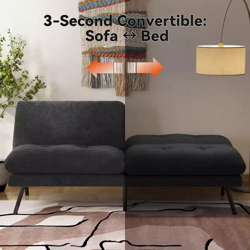 Canapé-lit convertible futon MUUEGM 72, canapé en tissu éponge avec dossier réglable et housses lavables pour petits espaces, salon