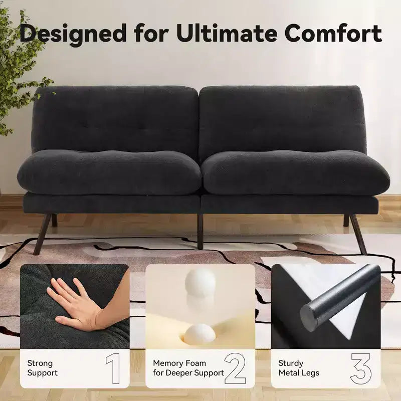 Canapé-lit convertible futon MUUEGM 72, canapé en tissu éponge avec dossier réglable et housses lavables pour petits espaces, salon