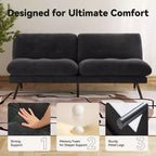 Canapé-lit convertible futon MUUEGM 72, canapé en tissu éponge avec dossier réglable et housses lavables pour petits espaces, salon